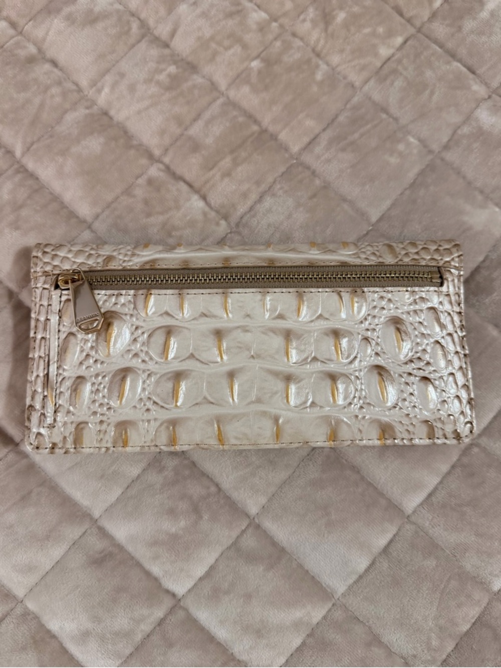 Brahmin Cream Croc-Embossed Clutch with Gold Plate - Picture 4 of 5